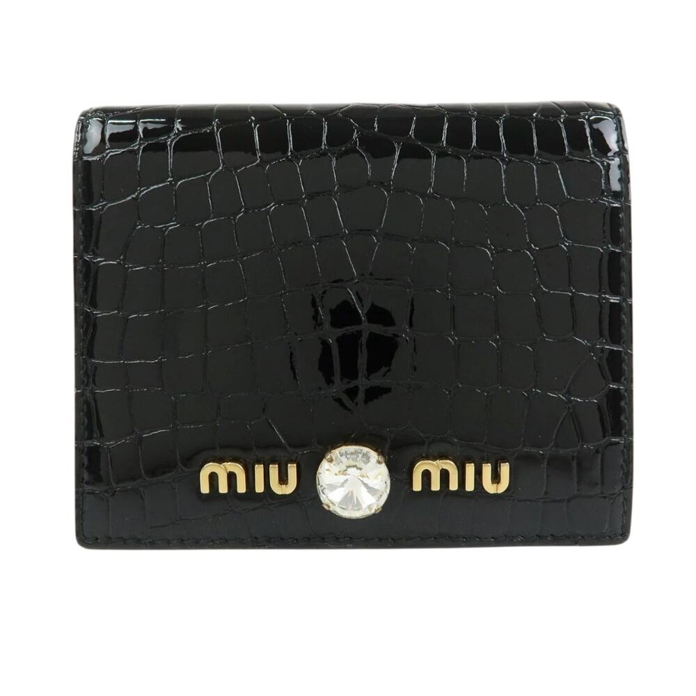 MIU MIU embossed patent leather bi-fold compact wallet